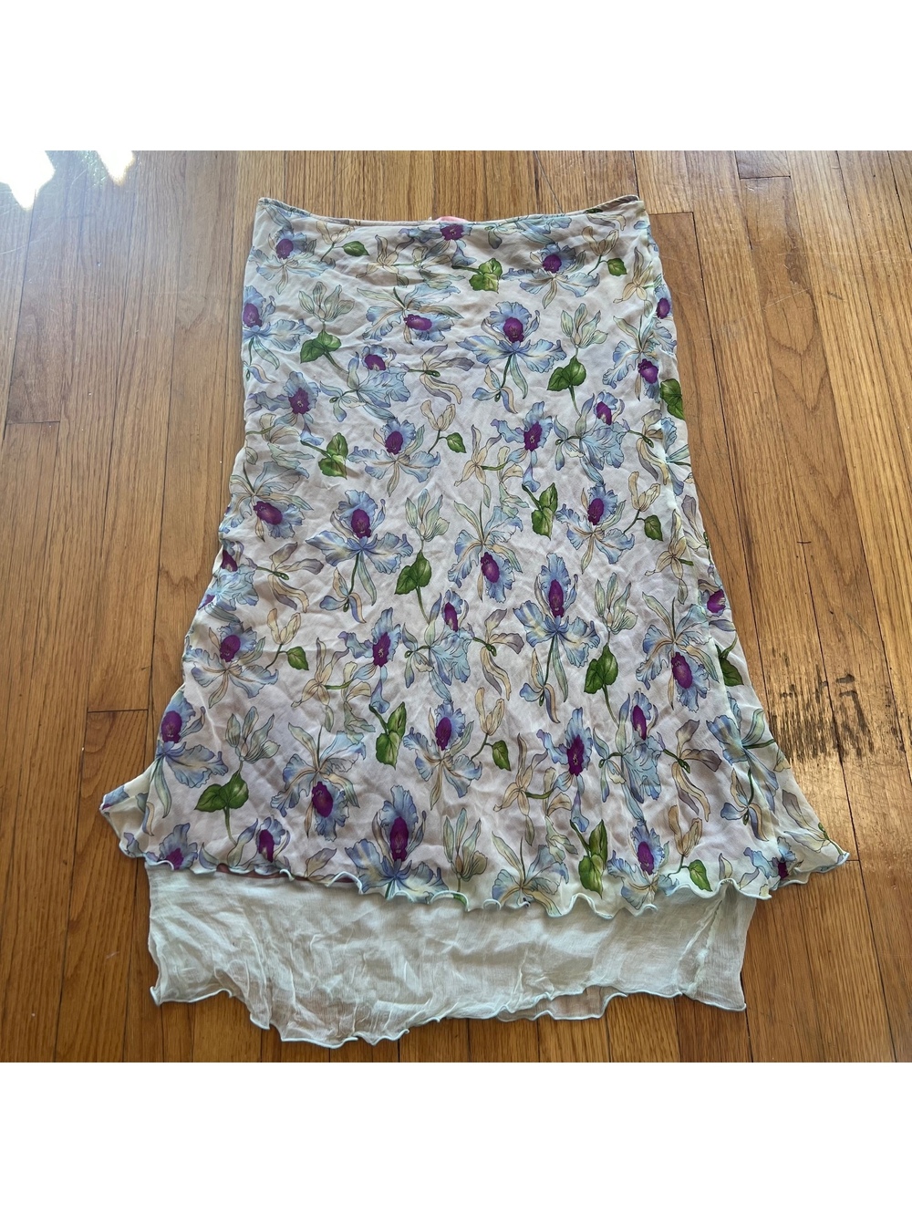 Y2K floral print long skirt